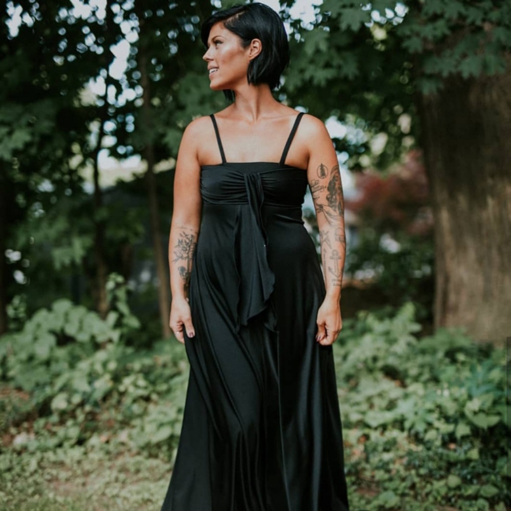 Full length spaghetti strap dress